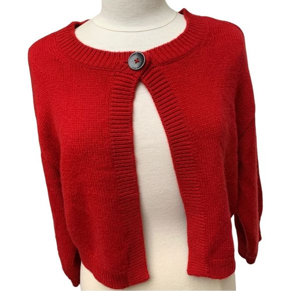 VINCE Cashmere Scoop Neck Sweater Red Cardigan size Large - Picture 10 of 15